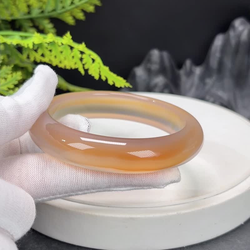 溏心玛瑙手镯 60MM 高冰透净体起光一线天 玉髓手环 甜蜜圆满幸运 - 手链/手环 - 半宝石 