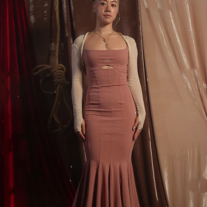 马戏团系列 粉红色露背绑带鱼尾裙连身裙/连身洋装 - 洋装/连衣裙 - 其他人造纤维 粉红色