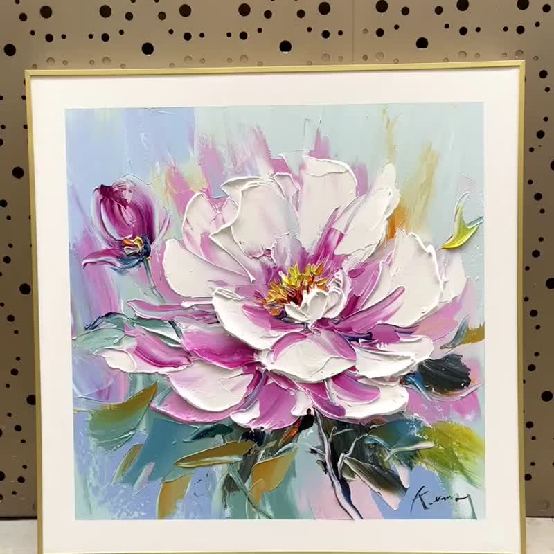 花语 手绘花卉装饰画肌理抽象画餐厅客厅挂画现代田园风治愈风 - 海报/装饰画/版画 - 亚麻 