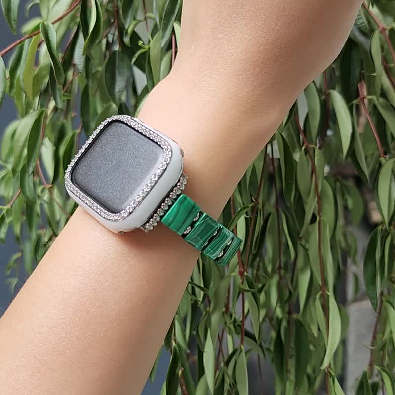 顶级孔雀石 Apple Watch 智慧手表 Android 宝石表带 定制 礼物 - 表带 - 宝石 绿色