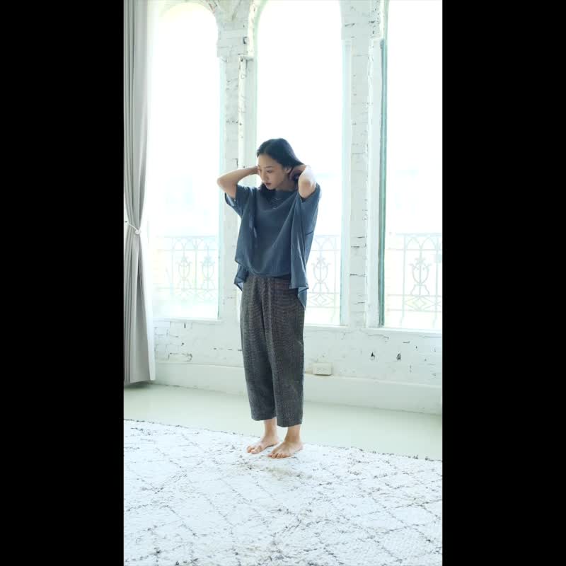 OMAKE 宽版缩袖侧开衩上衣 / 慕斯布 橘红 - 女装上衣 - 棉 红色