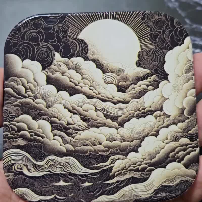 天光云影-吸水陶瓷杯垫 - 杯垫 - 陶 灰色