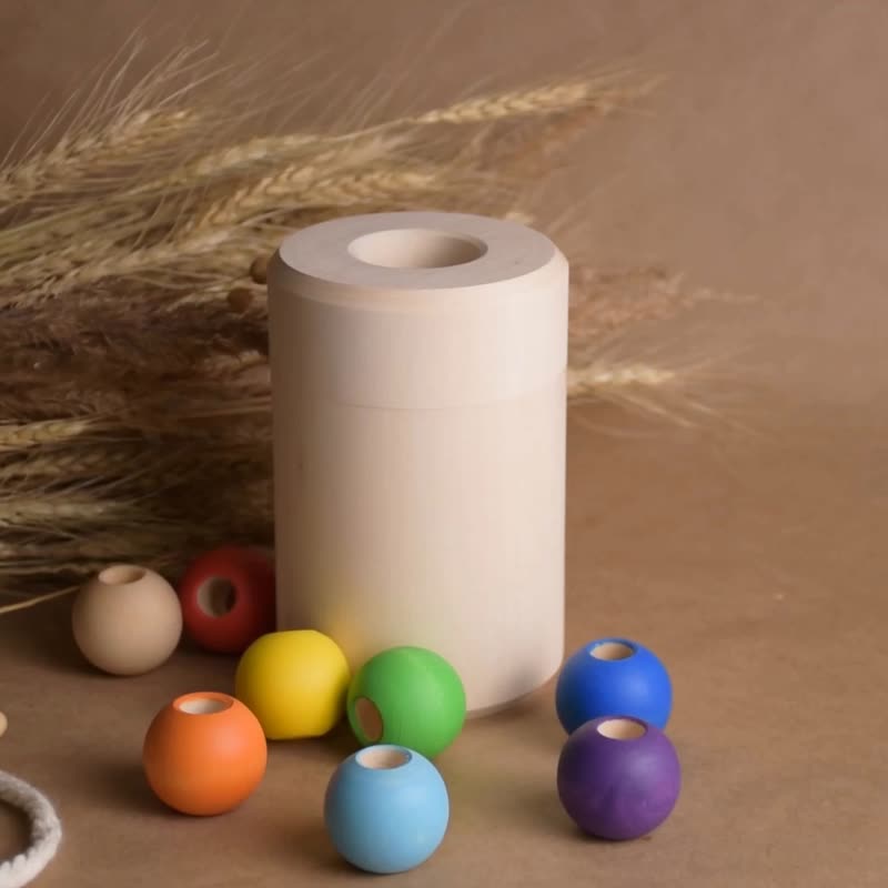 木制蒙特梭利颜色分类器玩具，附木制系带玩具，适合幼儿教育 - 玩具/玩偶 - 木头 多色