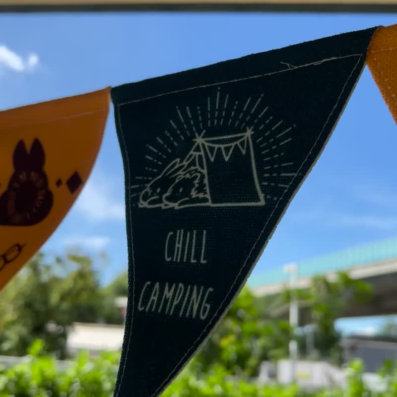 兔子刺猬Chill Camping 露营旗 - 10片旗/长4米 - 露营用品 - 棉．麻 绿色