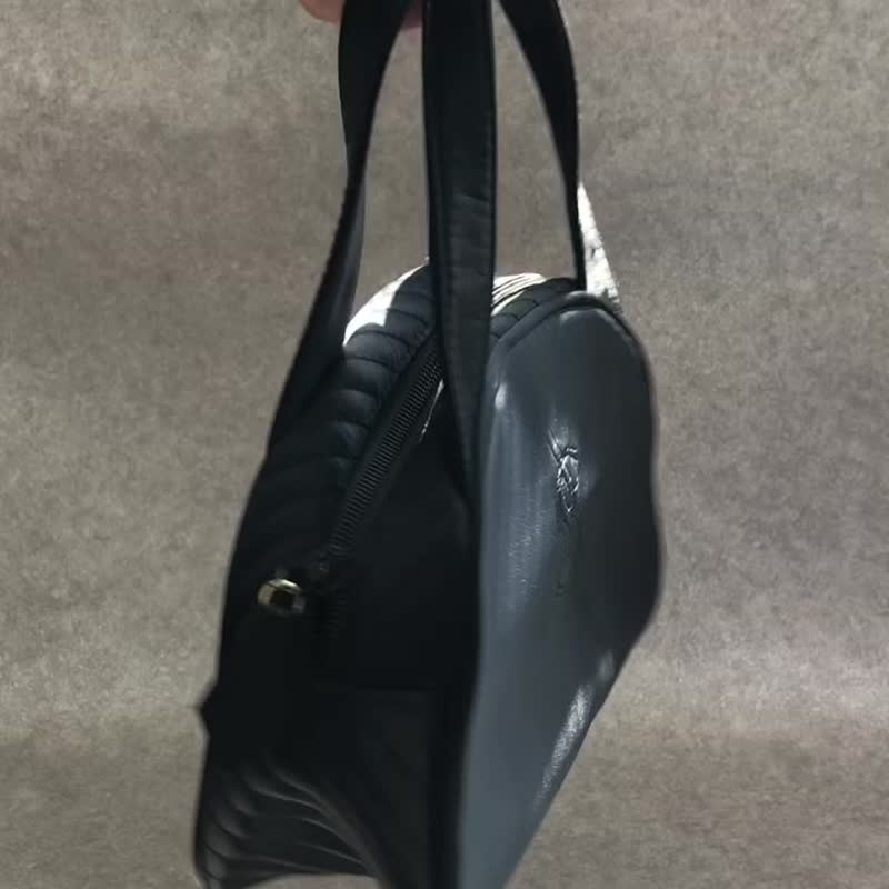 【 日本直送 名牌中古包 】Yves Saint Laurent 伊夫圣罗兰 手提包 海军蓝 YSL压印 尼龙 古董 5e5iya - 手提包/手提袋 - 尼龙 蓝色