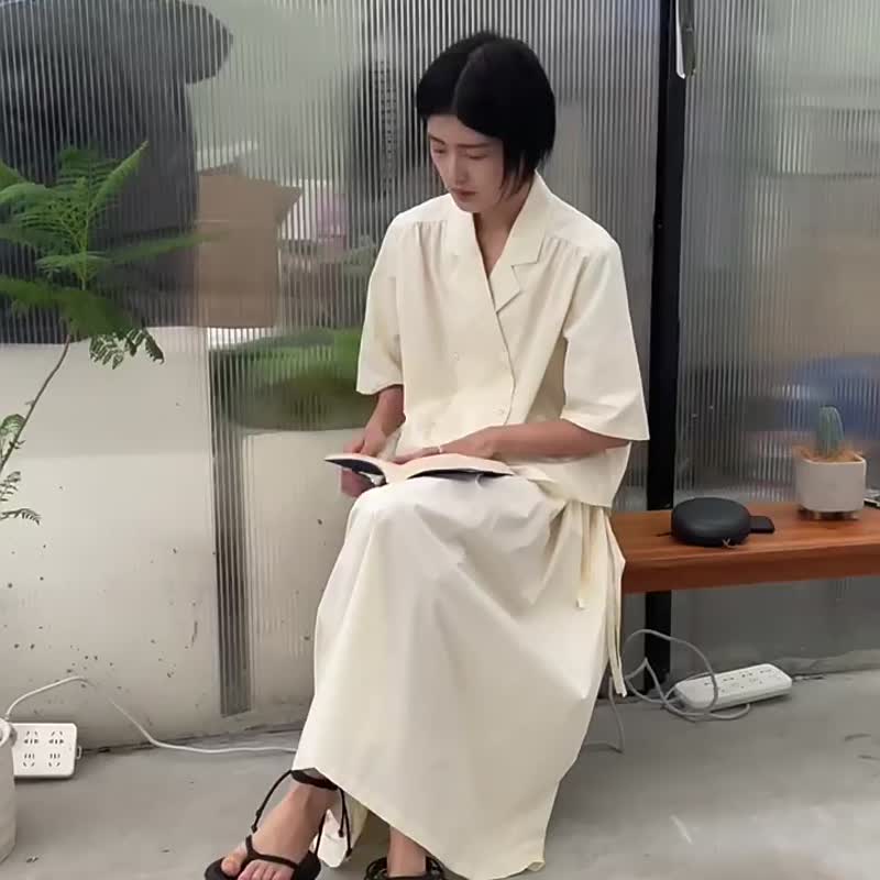 4色 大码星人也友好的松紧腰围抽绳A字全棉半身裙  我们不止黑白 - 裙子 - 棉 白色
