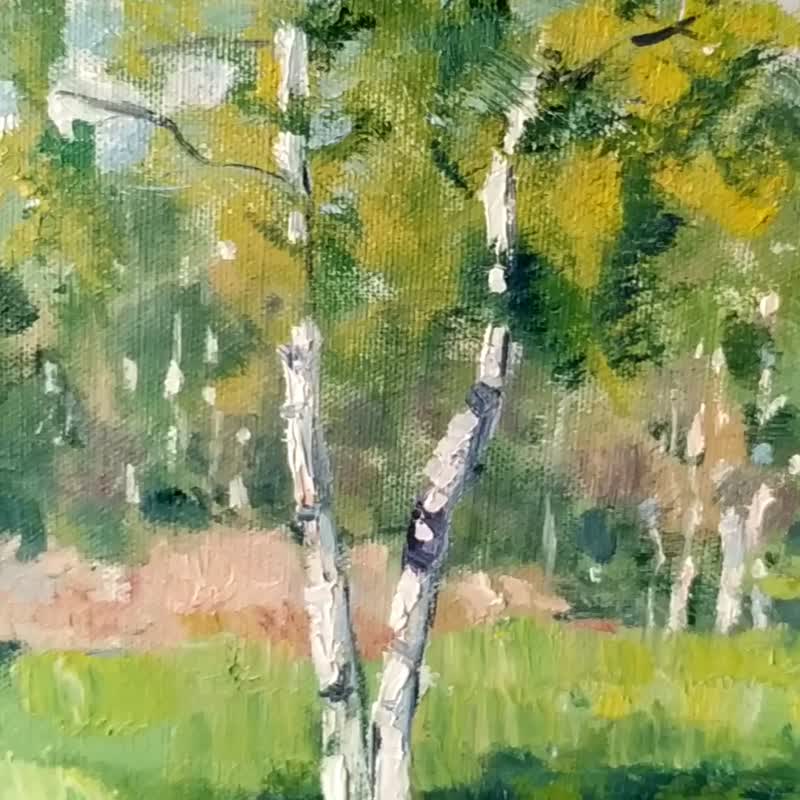 与自然绘画 Nature Painting Landscape 油畫原作 Artwork Birches Original Art Impressionism - 海报/装饰画/版画 - 其他材质 多色