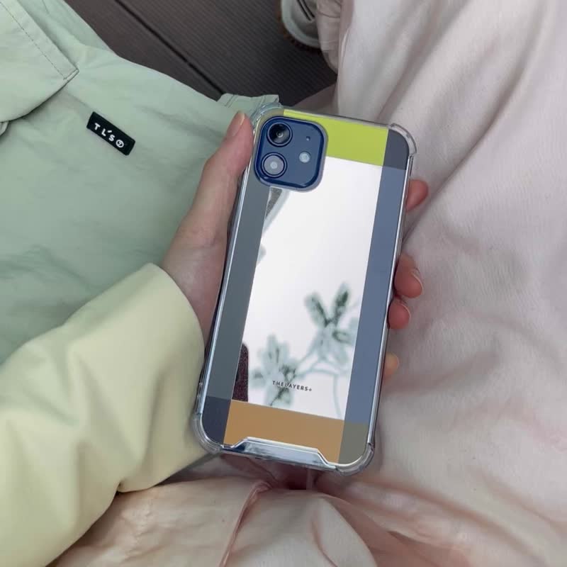 iPhone17 全包银色镜面|简约拼色四边条子图案|透明防摔手机壳 - 手机壳/手机套 - 塑料 多色