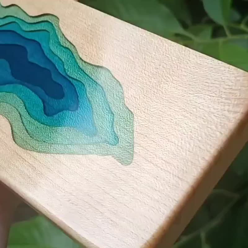 渊、手工树脂键盘腕托、人体工学护腕垫、独特办公桌上小物、大海 - 电脑配件 - 树脂 蓝色