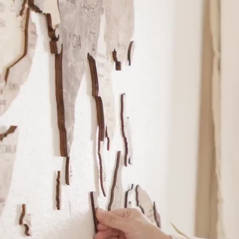 Wood World Map, Home Decor, World Map, 3D Printed Map by Enjoy The Wood - 墙贴/壁贴 - 木头 