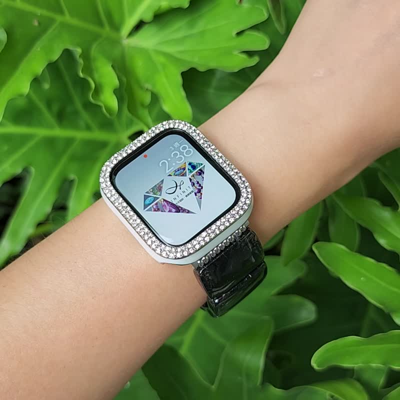 顶级 黑发晶 领袖 事业 Apple Watch 智慧手表 Android 宝石 表带 - 表带 - 宝石 黑色