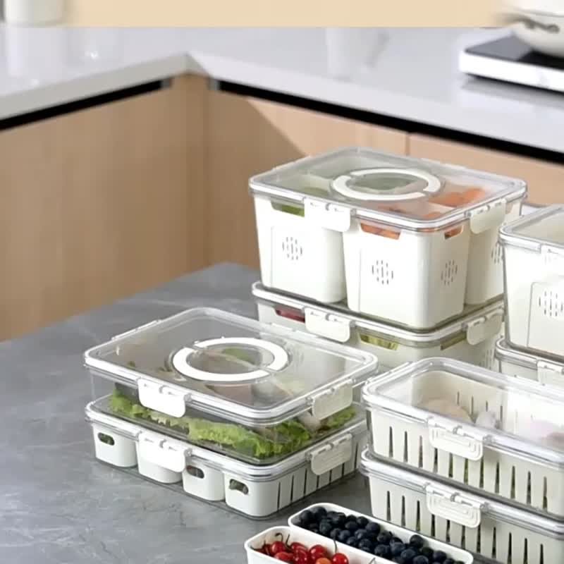 SHCJ生活采家 DripFresh加厚沥水保鲜盒-长形扁款2L - 便当盒/饭盒 - 塑料 透明