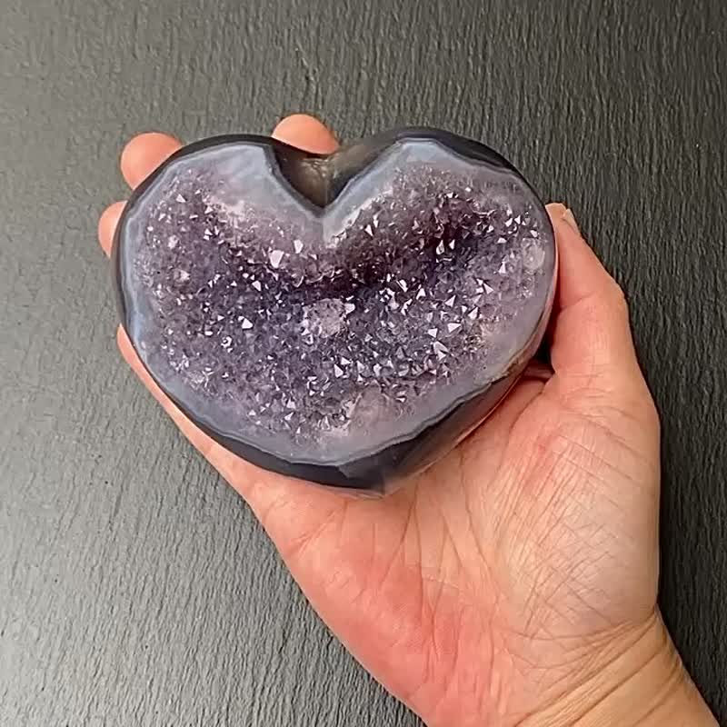 招财开运-天然原矿玛瑙紫晶满天星爱心 紫水晶 消磁净化 快速出货 - 摆饰 - 水晶 多色