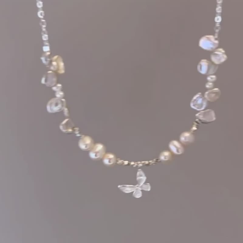 YuanPearl福利款巴洛克珍珠蝴蝶結設計款S925純銀項鍊小众礼物 - 项链 - 珍珠 白色