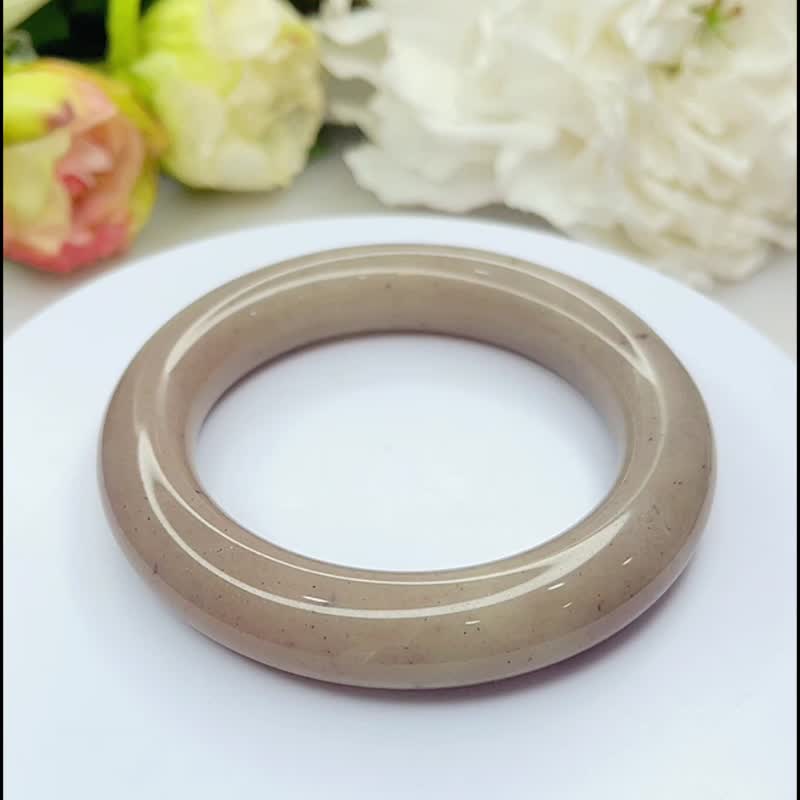 NO.91粉香芋豆沙色 内径58MM 圈口 雅致可人 佘太翠玉手镯 圆镯 - 手链/手环 - 玉石 多色