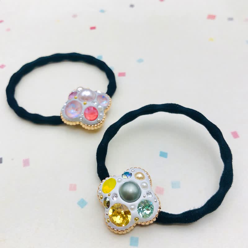 生日礼物/送礼【DIY 材料包】A3.晶钻花朵发圈 | 可选色 (含教学影 - 金工/饰品 - 水晶 多色