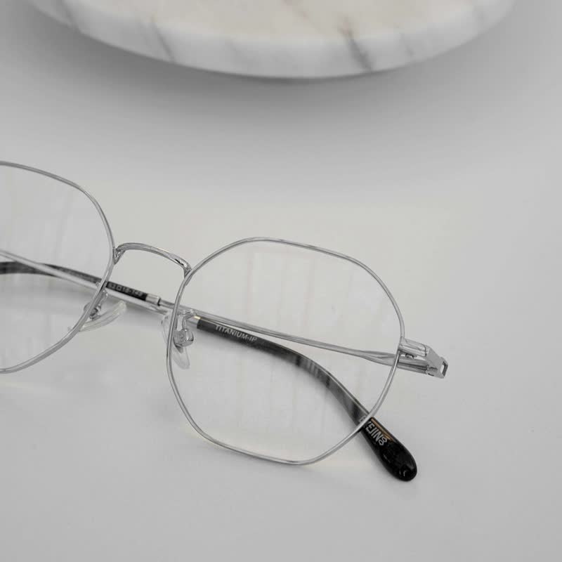 全钛多边形框眼镜×FROMEYES 高折射率滤蓝光 - 眼镜/眼镜框 - 贵金属 银色