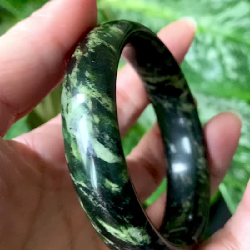 特色岫玉山水迷彩手镯57.5 - 手链/手环 - 玉石 绿色