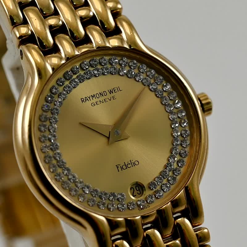 包邮复古蕾蒙威 Geneve Fidelio 4702 女款石英手表 18K 镀金瑞士制造 - 女表 - 不锈钢 金色