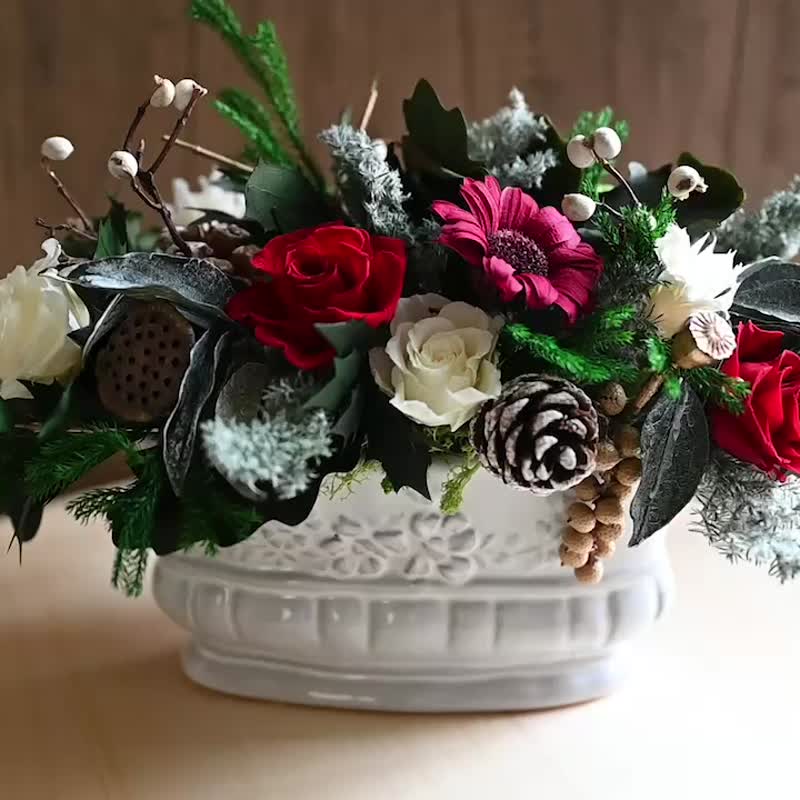 双面观赏永生花盆花 - 干燥花/捧花 - 植物．花 红色