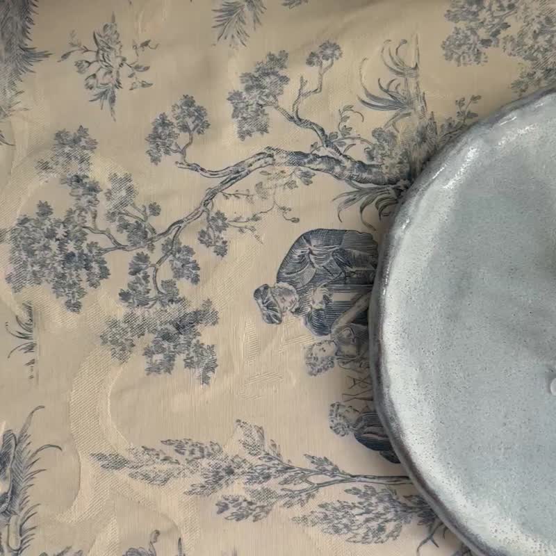 50027-独特手作陶盘 22cm Unique hand built plate - 盘子/餐盘/盘架 - 陶 