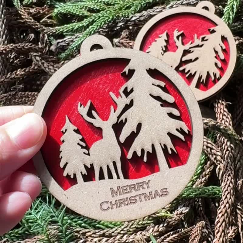 圣诞节 木雕装饰 圣诞吊饰 装饰 圣誔树 镂空 - 摆饰 - 木头 