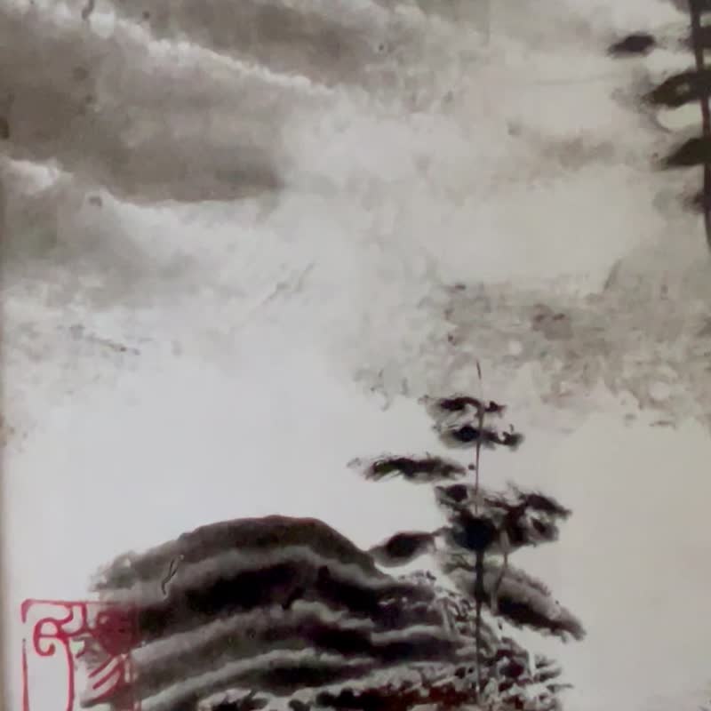 冯晶彬 手掌山水画 张家界 国画 水墨画 手绘真迹 字画 山奇艺术 - 海报/装饰画/版画 - 纸 灰色