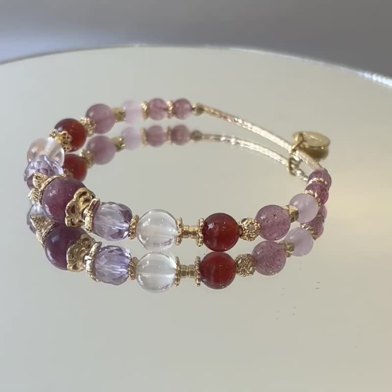 气质好人缘 车厘子草莓晶 石榴石 紫水晶 粉晶 天然水晶手链 - 手链/手环 - 水晶 
