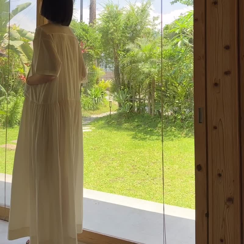 夏の水手领洋装 米色 - 洋装/连衣裙 - 尼龙 白色
