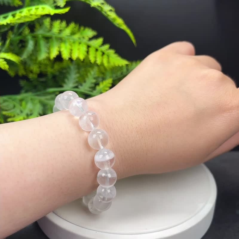 高品质天然白色幽灵水晶手串11mm冰透半盆白水晶手錬女益学业灵气 - 手链/手环 - 水晶 白色