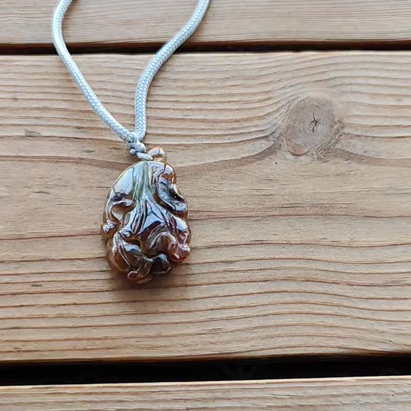 亲翠 天然翡翠 冰红翡特殊色百事来财白菜调整式绳链 - 项链 - 玉石 多色