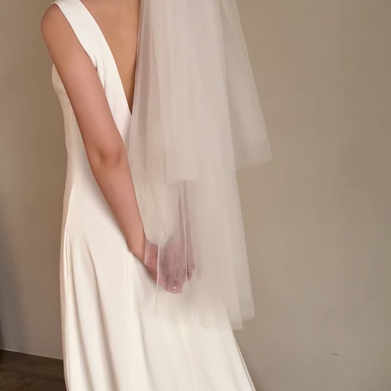 Miller米乐-新娘双层素头纱 - 发饰 - 聚酯纤维 白色