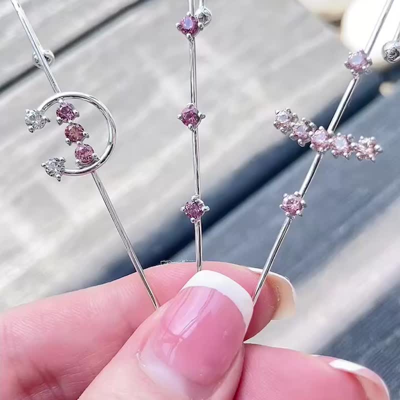18K 一箭穿心穿刺单只耳环 - 耳环/耳夹 - 贵金属 粉红色