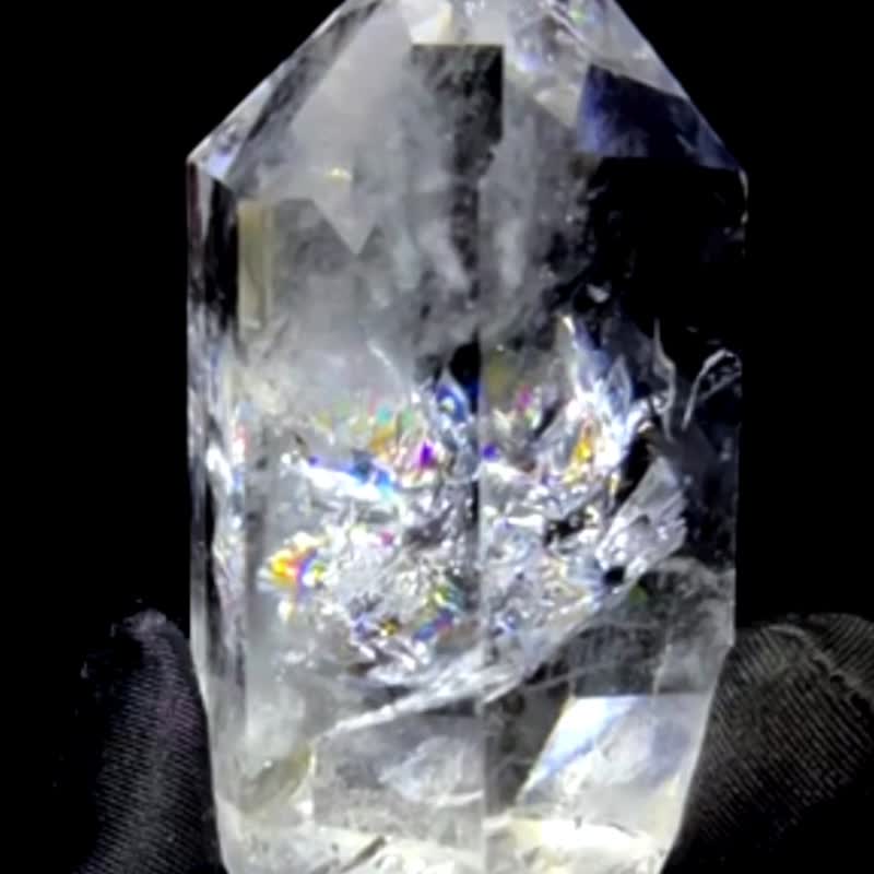 NO.22 稀有 艾希斯女神 水晶 大面彩虹光 白水晶柱 水晶柱  彩虹 - 摆饰 - 水晶 多色