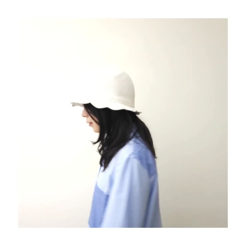 Lily Rose Hat 夏日白编织粗针花瓣帽 - 帽子 - 聚酯纤维 