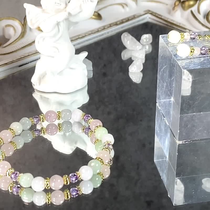 幸福の源泉 | 翡翠 紫水晶 粉晶 | 喜悦的起源 | 女士水晶手链 - 手链/手环 - 水晶 粉红色