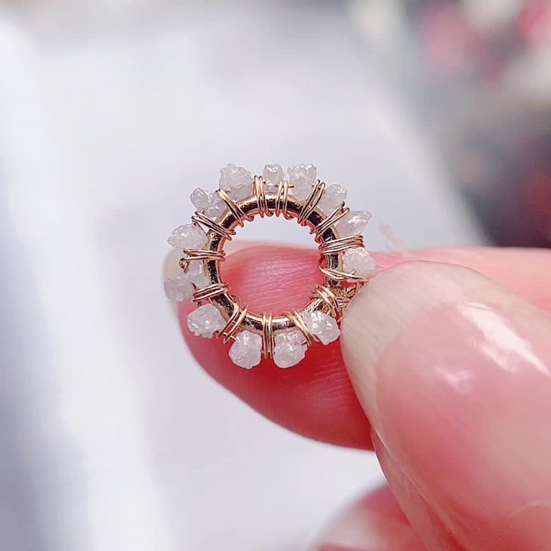 【14Kgf不褪色】真钻原矿 项链 钻石 原矿 限量 - 锁骨链 - 其他金属 白色