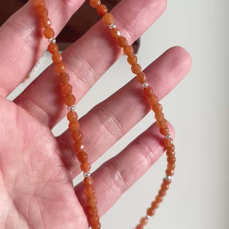 Lily Valley 晨曦暖阳 | 手工串珠项链 - 项链 - 半宝石 红色