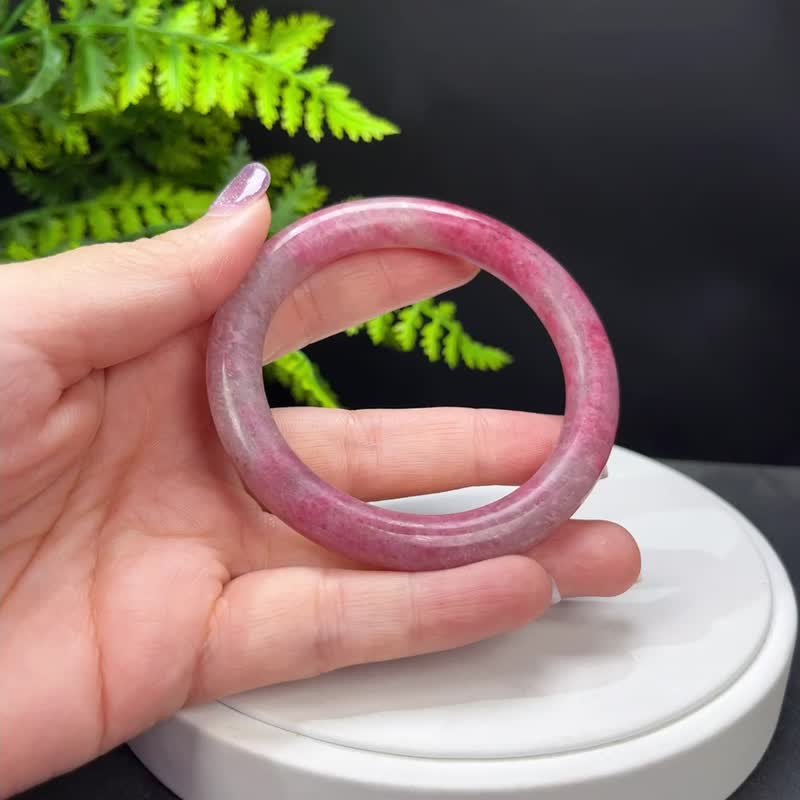 樱花雨蔷薇辉手镯 57MM 冰透玉化星光玫瑰石桃花玉手环 心轮疗愈 - 手链/手环 - 半宝石 