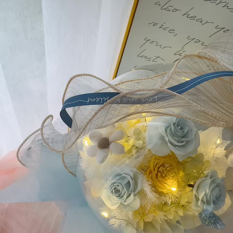 20寸光球抱抱桶永生花束| 晴光之约~开幕/祝贺/升迁/生日 - 干燥花/捧花 - 压克力 