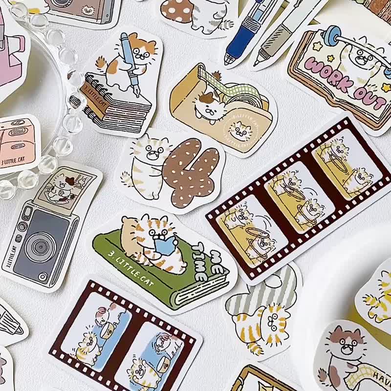 3小喵咪/手帐复古相机胶卷/贴纸包/手帐贴纸/共5款 - 贴纸 - 纸 多色