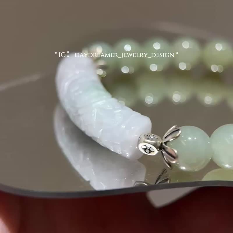 和田玉翡翠S925银设计款手链 - 手链/手环 - 玉石 绿色