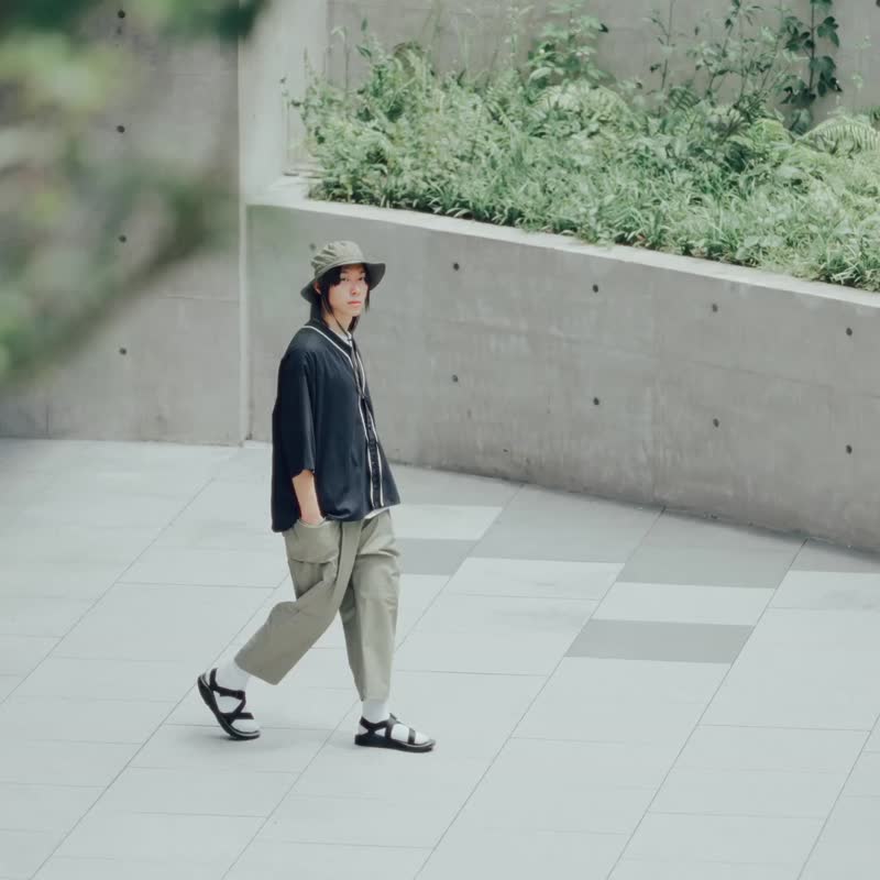 棒球衫羽织 - 男装衬衫 - 棉 黑色