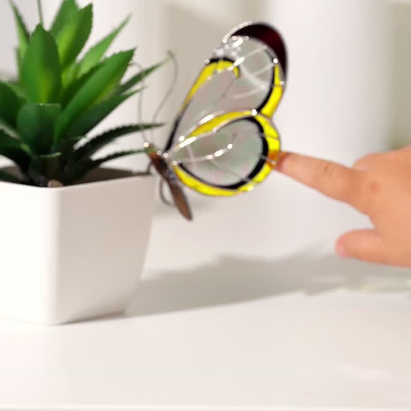 彩繪玻璃天使蝴蝶陽光捕手花盆裝飾 50 歲生日 - 植栽/盆栽 - 玻璃 