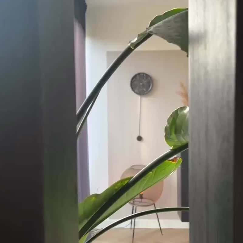 荷兰Karlsson, Wall clock Pendule Longue 仿云石纹黑色(摇摆钟) - 时钟/闹钟 - 聚酯纤维 黑色