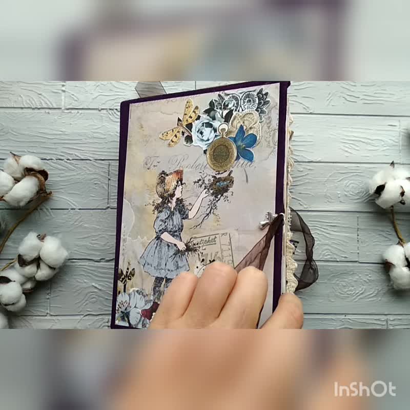 美丽的婚礼花束日记 手工制作的玫瑰笔记本 花边浪漫日记 - 笔记本/手帐 - 纸 咖啡色