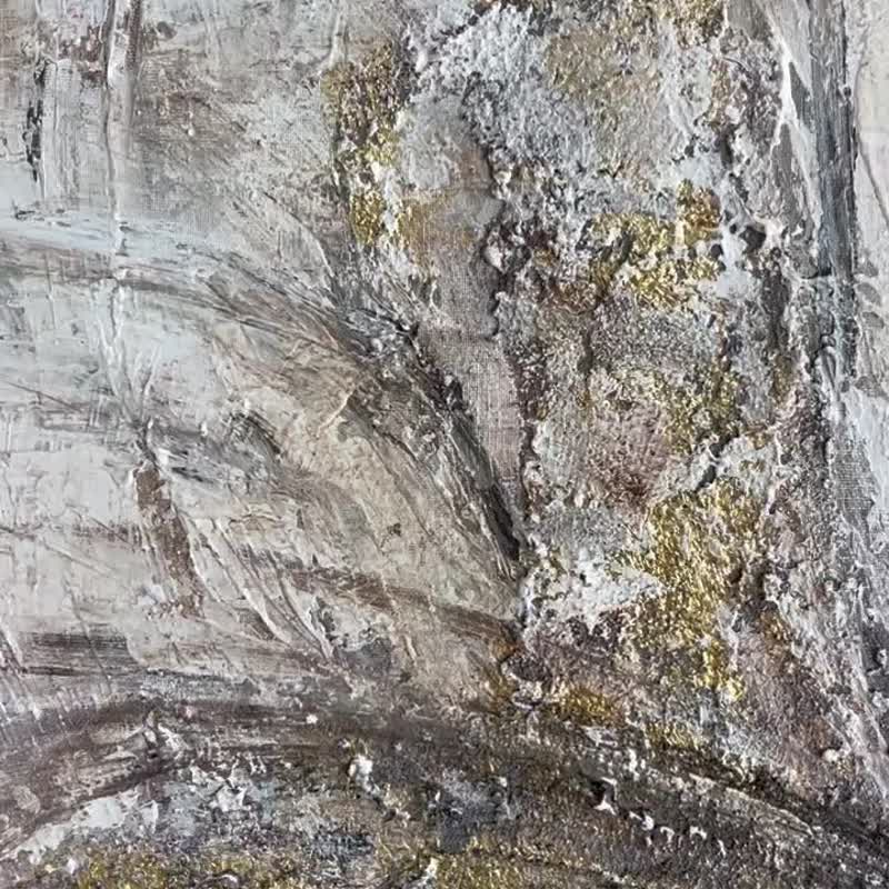 大型抽象米色画布原创压克力画手绘 - 墙贴/壁贴 - 压克力 灰色