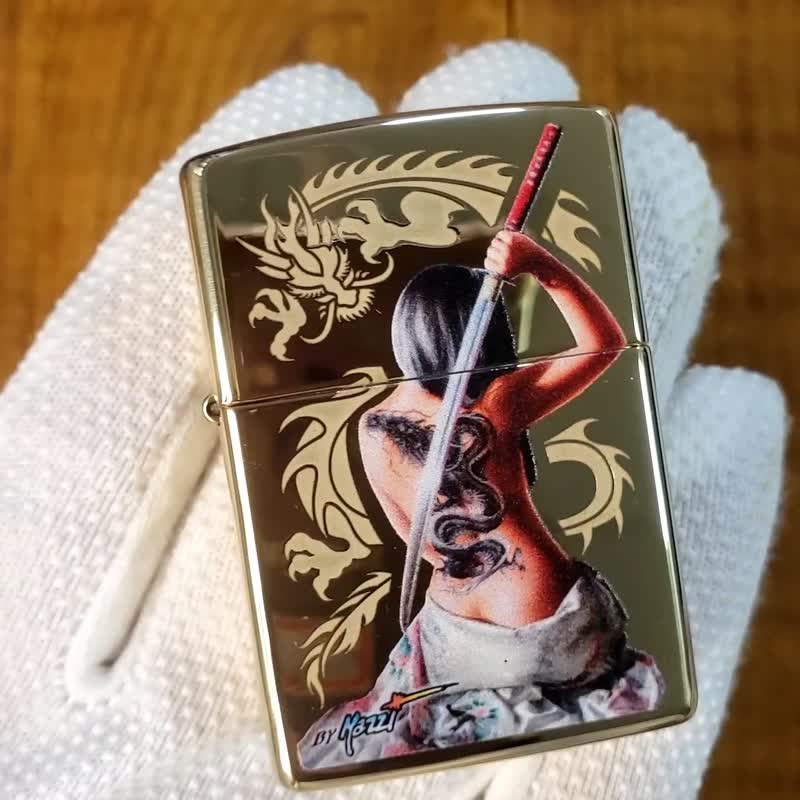 【ZIPPO官方旗舰店】龙纹身女武士防风打火机 29668 - 其他 - 铜/黄铜 金色