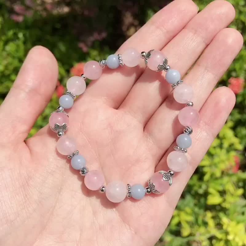 温柔 疗愈 沟通 | 粉晶 天使石 天然石 水晶手链 好朋友 生日礼物 - 手链/手环 - 半宝石 粉红色