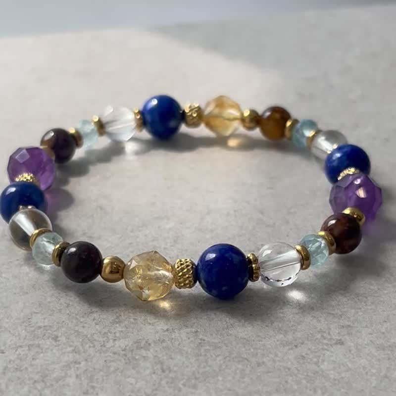 青金石 紫水晶 黄水晶 彼得石 白水晶 海蓝宝 天然水晶手链 - 手链/手环 - 水晶 
